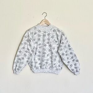 Vintage 80s 90s Street Scenes Line Patterned Gray Sweatshirt Women’s size XL